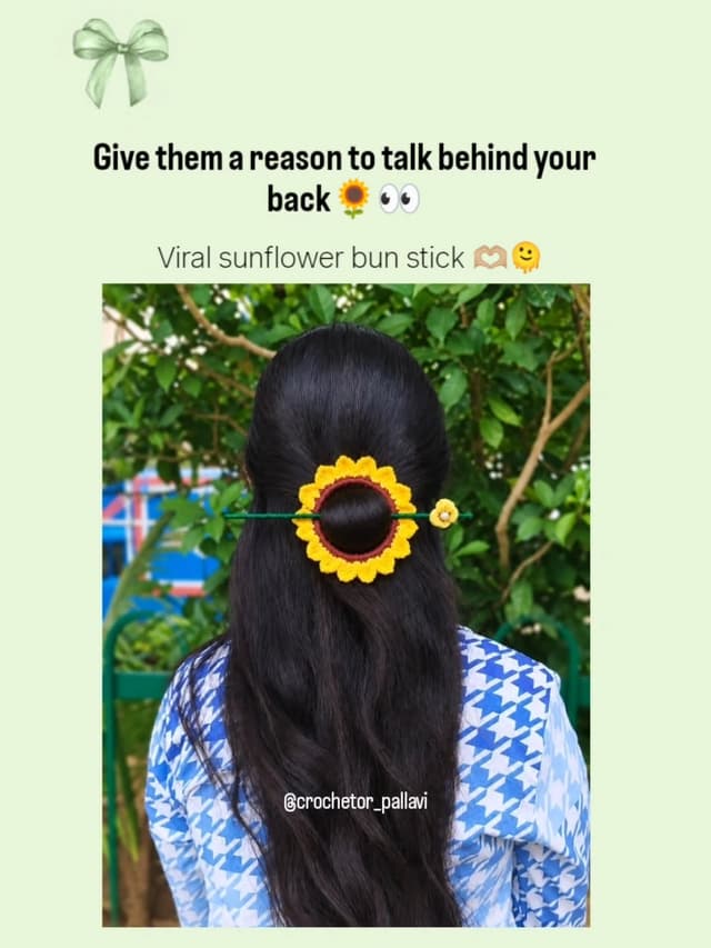 Crochet Sunflower Bun Stick